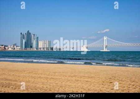 Spiaggia Gwangalli in Busan, Corea del Sud Foto Stock