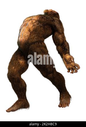 3D rendering Sasquatch on White (Sasquatch di rendering 3D su bianco) Foto Stock