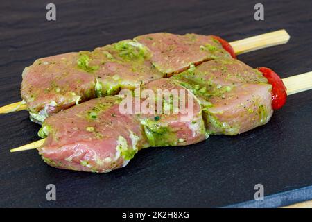 Spiedino di maiale marinata al barbecue Foto Stock