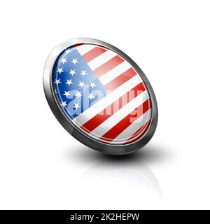 Pulsante vetro bandiera USA Foto Stock