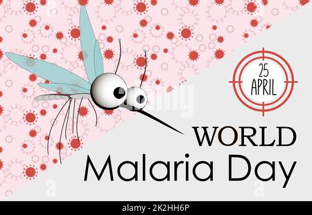 Illustrazione del vettore della Giornata Mondiale della malaria. Adatto per biglietti d'auguri, poster e striscioni. Viene celebrata annualmente il 25 aprile e celebra gli sforzi globali per combattere la malaria. Vettore Illustration.Mosquito. Foto Stock