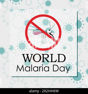 Illustrazione del vettore della Giornata Mondiale della malaria. Adatto per biglietti d'auguri, poster e striscioni. Viene celebrata annualmente il 25 aprile e celebra gli sforzi globali per combattere la malaria. Vettore Illustration.Mosquito. Foto Stock