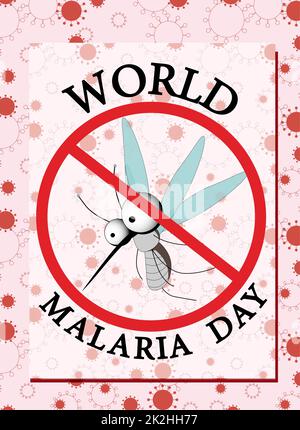 Illustrazione del vettore della Giornata Mondiale della malaria. Adatto per biglietti d'auguri, poster e striscioni. Viene celebrata annualmente il 25 aprile e celebra gli sforzi globali per combattere la malaria. Vettore Illustration.Mosquito. Foto Stock