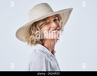 Rimani positivo e sarai più felice e più giovane Foto Stock