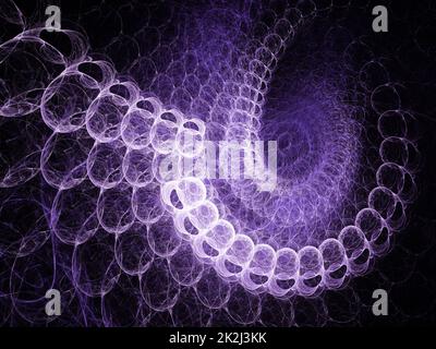 Astratto sfondo artistico frattale, suggestivo di astronomia e nebulosa. Illustrazione frattale generata dal computer, spirale viola Foto Stock