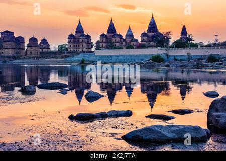 Royal cenotaphs di Orchha, Madhya Pradesh, India Foto Stock