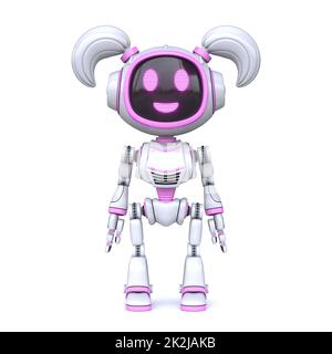 Cute rosa ragazza robot in piedi 3D Foto Stock