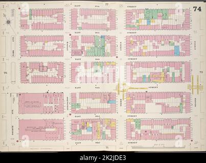 Cartografica, Mappe. 1899. Lionel Pincus e la Principessa Firyal Map Division. Assicurazione antincendio , New York (stato), Real Property , New York (stato), Cities & Cities , New York (stato) Manhattan, V. 4, Double Page Plate No. 74 Mappa delimitata da East 37th St., 2nd Ave., East 32nd St., Park Ave. Foto Stock