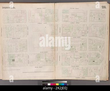 Cartografica, Mappe. 1853. Lionel Pincus e la Principessa Firyal Map Division. Manhattan (New York, N.Y.), Real Property , New York (state) , New York, targhetta di assicurazione antincendio 28: Mappa delimitata da Leonard Street, Centre Street, Chambers Street, Broadway, Reade Street, West Broadway Foto Stock