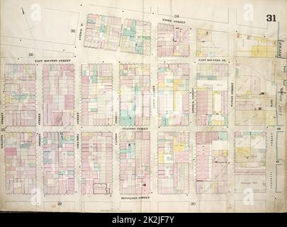 Cartografica, Mappe. 1868. Lionel Pincus e Princess Firyal Mappa Divisione 31: Mappa delimitata da East Houston Street, Avenue D, Third Street, Tompkins Street, Rivington Street, Willett Street; inclusi Stanton Street, Sheriff Street, Columbia Street, Manhattan Street, Cannon Street, Lewis Street, Goerck Street, Mangin Street Foto Stock