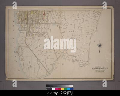 Cartografica, Mappe, carte catastali. 1909. Lionel Pincus e la Principessa Firyal Map Division. Queens (New York, N.Y.), New York (N.Y.), Real Property Plate 22: Bounded by Fifth Avenue, 8th Street, Fourth Avenue, Whitestone Avenue, Myrtle Avenue, Bayside Avenue, (Flushing Creek) Linden Avenue, 20th Street, E. 10th Avenue, (Flushing Bay) 13th Avenue, Seventh Avenue e 10th Street. Parte del comune di Regine, Flushing, Ward 3. Foto Stock