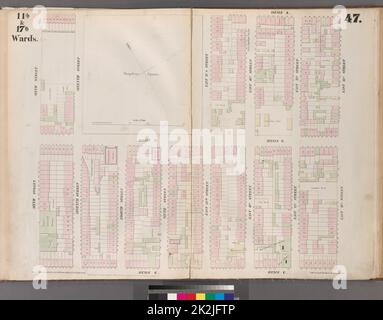 Cartografica, Mappe. 1853. Lionel Pincus e la Principessa Firyal Map Division. Manhattan (New York, N.Y.), Real Property , New York (state) , New York, targhetta di assicurazione antincendio 47: Mappa delimitata da East 13th Street, Avenue C, Sixth Street, Avenue A. Foto Stock