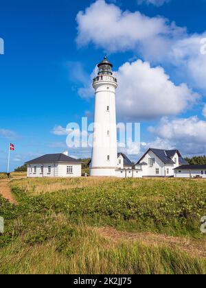 Vista al faro Hirtshals Fyr in Danimarca Foto Stock