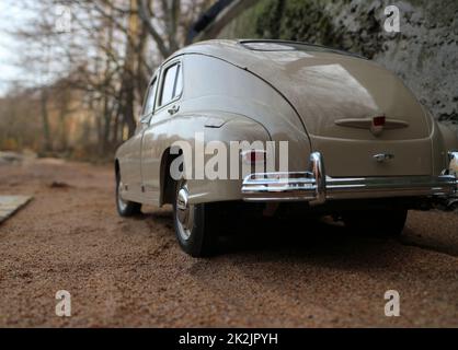 vista posteriore di un'auto d'epoca retrò Foto Stock