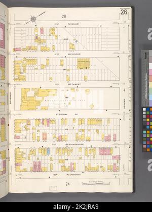 Cartografica, Mappe. 1884 - 1936. Lionel Pincus e la Principessa Firyal Map Division. Assicurazione antincendio , New York (stato), Real Property , New York (stato), Cities & Cities , New York (stato) Queens V. 2, Plate No. 26 Mappa delimitata da 13th Ave., Graham Ave., 8th Ave., Broadway Foto Stock