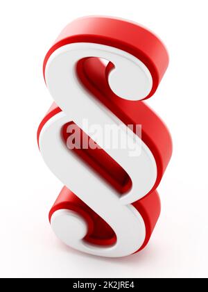 Segno di sezione rosso e bianco isolato su sfondo bianco. Illustrazione 3D Foto Stock