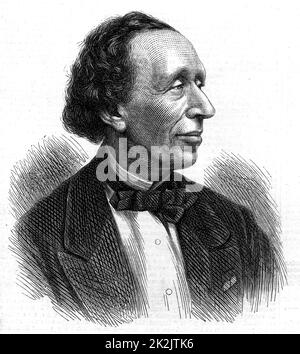 Hans Christian Andersen (1805-1875) autore danese e narratore di storia, meglio ricordato per le sue storie di fata. Incisione. Foto Stock