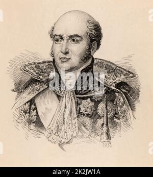 Louis Nicolas Davout o Davoust (1770-1823) Principe di Eckmul (1811) soldato francese, istruito all'accademia militare di Napoleone Bonaparte; Maresciallo di Francia 1804. Servito a Aboukir (1799) e attraverso la campagna russa 1812-1813. Incisione. Foto Stock