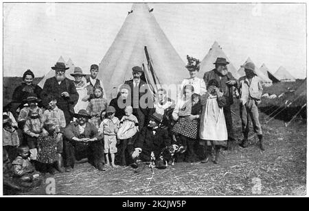 Boer famiglie in un campo di concentramento a Eshowe, Zululand, 1900. Seconda guerra boera 1899-1902 Foto Stock