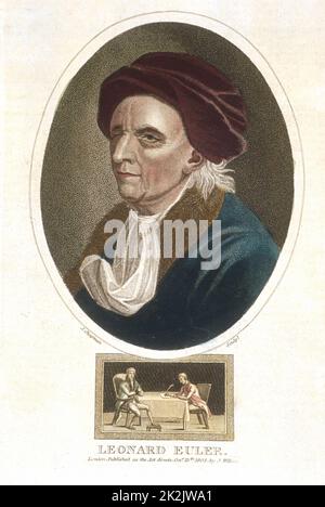 Leonhard (1707-1783) Euler. Matematico svizzero. Incisione colorata a mano, Londra, 1816 Foto Stock