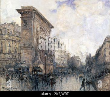 Frank Myers Boggs Scuola francese Arc de Triomphe de la Porte St-Denis, Parigi 19th ° secolo olio su tela Collezione privata Foto Stock