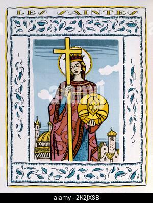 Sant'Elena (Helen) c.255-330 moglie di Costantus Chlorus, madre di Costantino I. Battiato 312. Illustrazione francese, 1922 Foto Stock