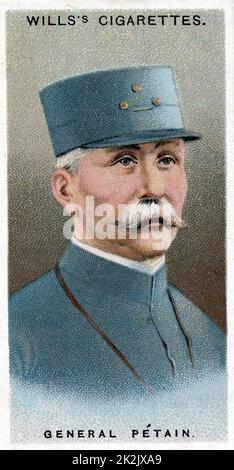 Henri Philippe Omer Petain (11856-1951) soldato francese e più: Nivelle sostituito come comandante in capo, maggio 1917, Capo del governo di Vichy dopo il 1940. Scheda Chromolithograph 1917 Foto Stock