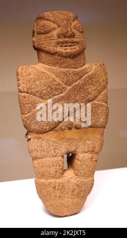 Peg-pietra di base figura; Mesoamerican; Diquis, Gran Chiriqui; Costa Rica 1000-1550 ANNUNCIO Foto Stock