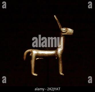 Argento Inca figurina di un Llama 1350-1532 annuncio, Perù o Bolivia Foto Stock