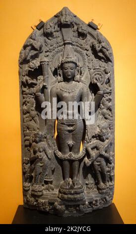 Stele raffigurante Vishnu da Bihar, in India. Datata xi secolo Foto Stock