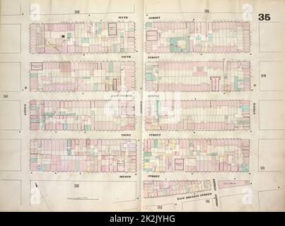 Cartografica, Mappe. 1868. Lionel Pincus e Princess Firyal Mappa Divisione 35: Mappa delimitata da Sixth Street, Avenue D, East Houston Street, Avenue C, Second Street, Avenue B; include Fifth Street, East Fourth Street, Third Street, Sheriff Street Foto Stock