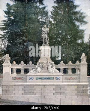 Monumento a Leon Gambetta (1838-1882) statista francese eretto in Ville d'Avray, nei pressi di Sevres, dove morì. Da "Le Petit Journal', Parigi, 21 novembre 1891. Foto Stock