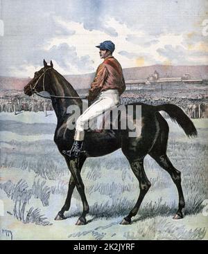 Clamart', vincitore del Gran Premio di Francia. Jockey, T. Lane: Proprietario, Edmond Blanc. Da «le Petit Journal», Parigi, 20 giugno 1891. Foto Stock