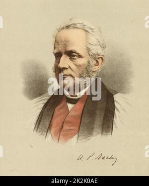 'Arthur Penryn Stanley (1815-1881) churchman inglese. Conosciuto come Dean Stanley dopo essere diventato decano di Westminster nel 1863. Studioso e teologo liberale, Regius Professore di storia eccesiastica a Oxford 1856-1863. Litografia colorata c1880.» Foto Stock