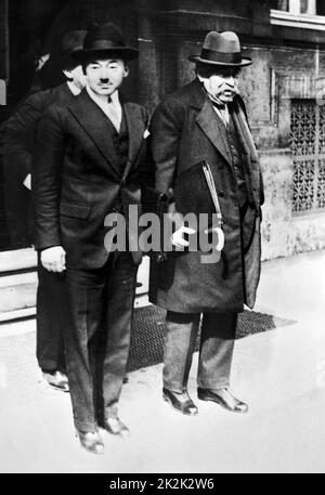 Il ministro francese delle Finanze Paul Reynaud e il ministro degli Esteri Aristide Briand, nominati nel secondo governo Tardieu sotto la presidenza di Gaston Doumergue. Parigi, 1930 Foto Stock