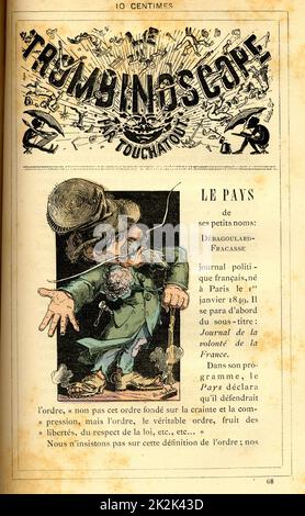 Caricatura del giornale 'le Pays', in : 'le Trombinoscope' di Touchatout, disegno di Moloch. 19th ° secolo Francia Collezione privata Foto Stock