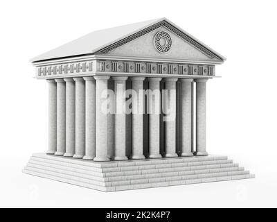 Antico tempio greco isolato su sfondo bianco. Illustrazione 3D Foto Stock