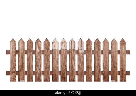 Staccionata in legno isolato su bianco con tracciato di ritaglio Foto Stock