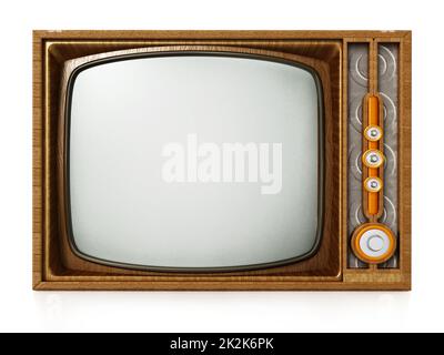 Televisione vintage isolata su sfondo bianco. Illustrazione 3D Foto Stock