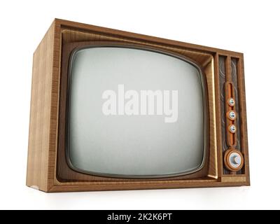 Televisione vintage isolata su sfondo bianco. Illustrazione 3D Foto Stock