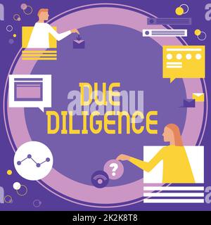 Due diligence di visualizzazione concettuale. Approccio aziendale Valutazione completa indagine volontaria Audit colleghi che hanno una riunione online che discute dei futuri piani di progetto. Foto Stock