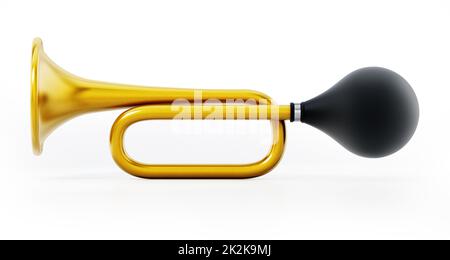 Corno di bicicletta isolato su sfondo bianco. Illustrazione 3D Foto Stock