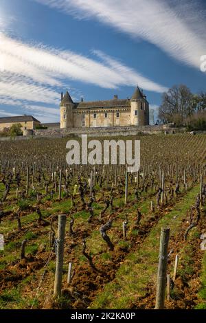 Chateau de Rully castello, Saone-et-Loire dipartimento, Borgogna, Francia Foto Stock