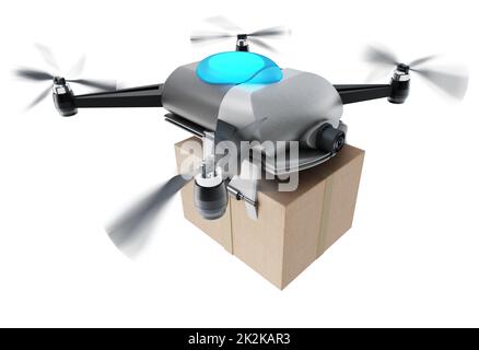 Vano di carico per droni senza equipaggio. Illustrazione 3D Foto Stock