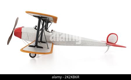 Aeroplano d'epoca isolato su sfondo bianco. Illustrazione 3D Foto Stock