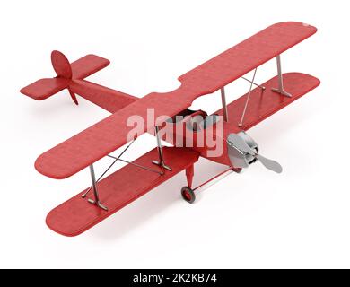 Aeroplano d'epoca isolato su sfondo bianco. Illustrazione 3D Foto Stock