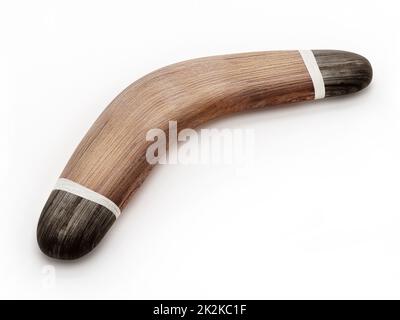 Boomerang isolato su sfondo bianco. Illustrazione 3D Foto Stock