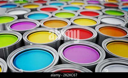 Fondo taniche di colore vivace. Illustrazione 3D Foto Stock