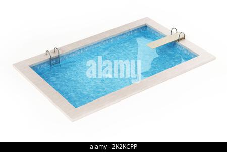 Piscina generica isolata su sfondo bianco. Illustrazione 3D Foto Stock