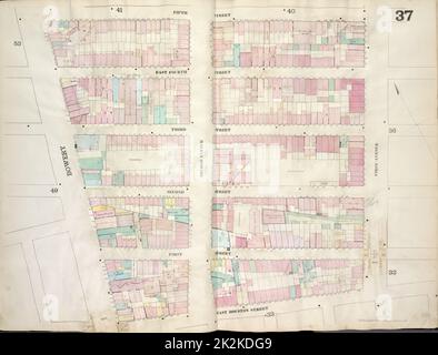 Cartografica, Mappe. 1868. Lionel Pincus e Princess Firyal Mappa Divisione 37: Mappa delimitata da Fifth Street, First Avenue, East Houston Street, Bowery; inclusi East Fourth Street, Third Street, Second Street, First Street, Second Avenue Foto Stock